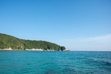 Beautiful seascape and mountain of  beautiful seascape at Koh Samaesarn, Chonburi, Thailand