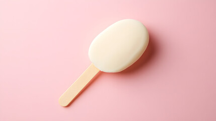 Ultra HD Overhead Studio Shot of Ice Cream on Light Pink Background, Clean and Shadowless Product Presentation.