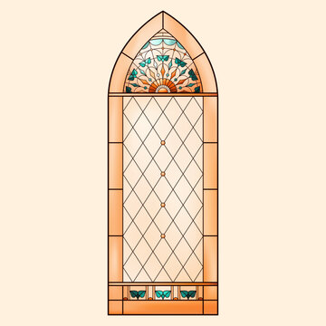 recommend clip art: Christian arch frame. Church glass window. Warm mesh colors.