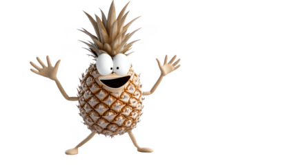 Happy Cartoon Pineapple Character with a Big Smile