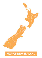 New Zealand country orange map simple flat border outline vector illustration
