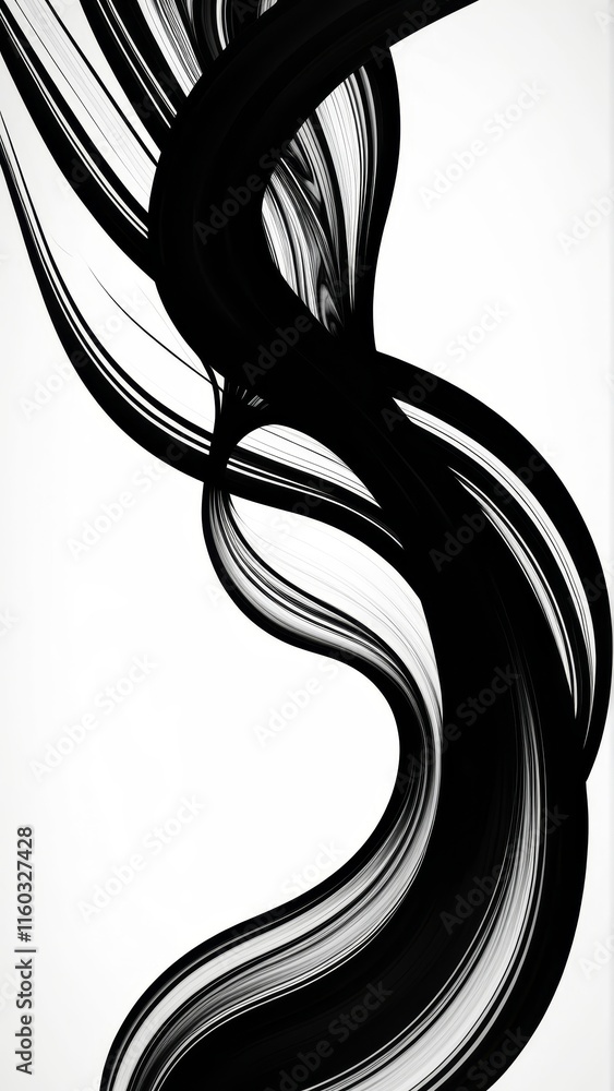 Poster elegant abstract black and white swirl with flowing lines and dynamic movement