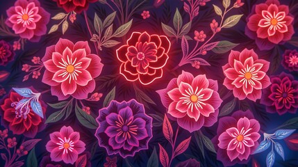 Glowing pink and purple flowers under dreamy evening light