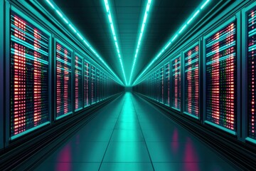 Data center infrastructure management technology facility digital environment futuristic viewpoint high-tech concept