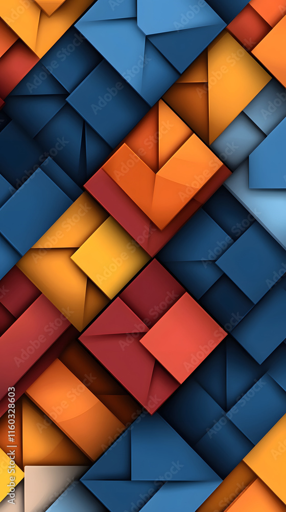 Poster colorful geometric shapes interwoven in a modern abstract pattern