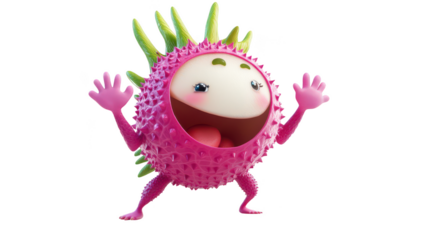 Cheerful Cartoon Creature with Spiky Texture and Bright Colors
