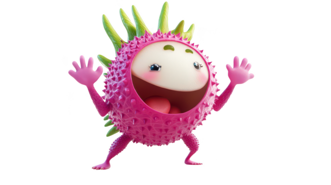 Cheerful Cartoon Creature with Spiky Texture and Bright Colors