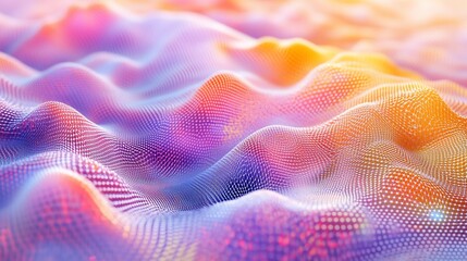 Abstract colorful wavy surface with a grid pattern.