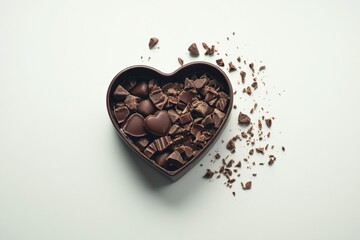 Heart-Shaped Chocolate Box Filled with Delicious Dark Chocolate Pieces and Chunks A Romantic Treat for Valentine's Day or Anniversary