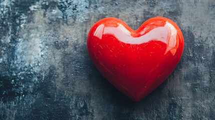 Shiny red heart on dark textured background symbolizing love passion and romantic feelings : Generative AI