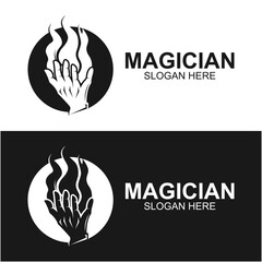magician logo vector icon illustration design. logo suitable for emblem, badge. community and entertainment industry