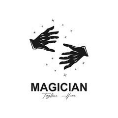 magician logo vector icon illustration design. logo suitable for emblem, badge. community and entertainment industry
