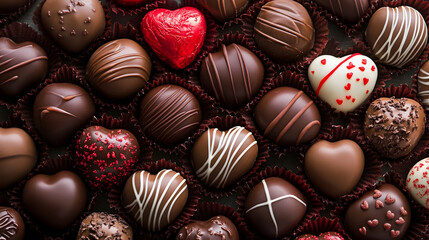 Assorted Heart Shaped Gourmet Chocolates Perfect for Valentine Gifts and Romantic Celebrations : Generative AI
