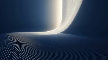 Abstract dark blue curved lines background.