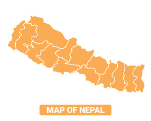 Nepal country orange map simple flat border outline vector illustration