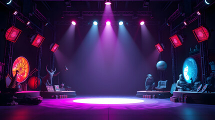 stage with different lights