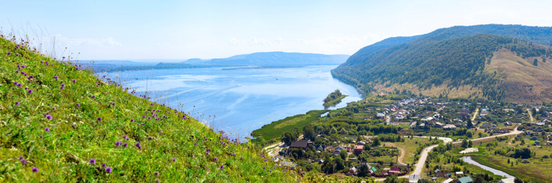 Shiryaevo village on the banks of the Volga River, Samara Region, Russia
