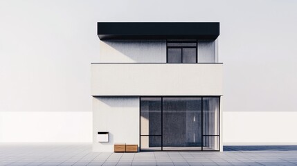 Modern two-story minimalist house exterior.