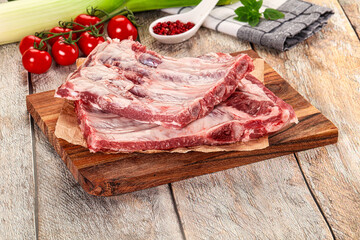 Raw pork ribs for cooking
