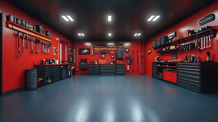 Clean and tidy garage design with mounted racks, tool hooks, and storage bins