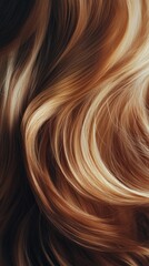 Naklejka premium Elegant hairstyle banner featuring long, flowing locks styled with soft curls, illuminated by natural light to highlight the movement and texture, shot in 4K