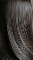 Fototapeta premium Hairstyle banner with long, straight hair styled sleek and shiny, captured in 4K detail against a soft background, emphasizing the smoothness and texture of the hair