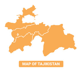 Tajikistan country orange map simple flat border outline vector illustration
