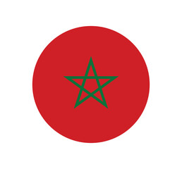 
Vector Morocco National Flag icon. Round flag of Morocco on white Background.