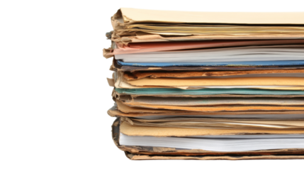 Stack of blank paper sheets isolated transparent background