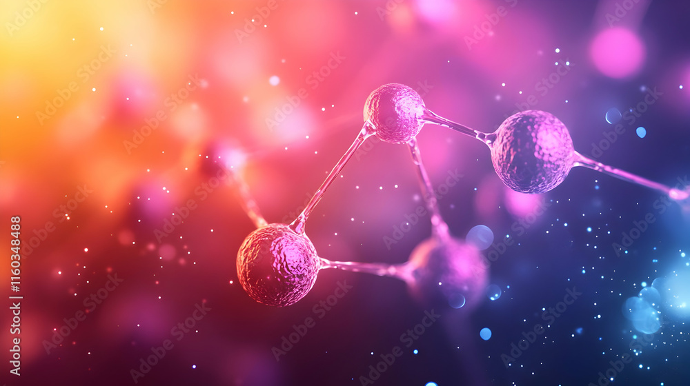 Poster abstract representation of molecular structures with vibrant colors.