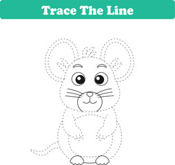 Handwriting Practice. Tracing lines and coloring mouses for children. Vector Illustration