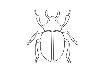 A beetle single continuous line drawing. Isolated on white background vector illustration