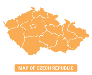 Obraz premium Czech Republic country orange map simple flat border outline vector illustration
