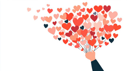 Heart and flower, Valentine's Day, A vibrant image featuring a cascade of tiny hearts flowing from a bloom, perfect for expressing love and affection in various designs.