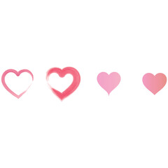 Set of 10 pink, red heart icons, simple vector cartoon doodle style illustration elements for product or web design.