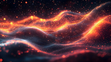 Obraz premium Abstract waves of light and color creating a dynamic visual effect.