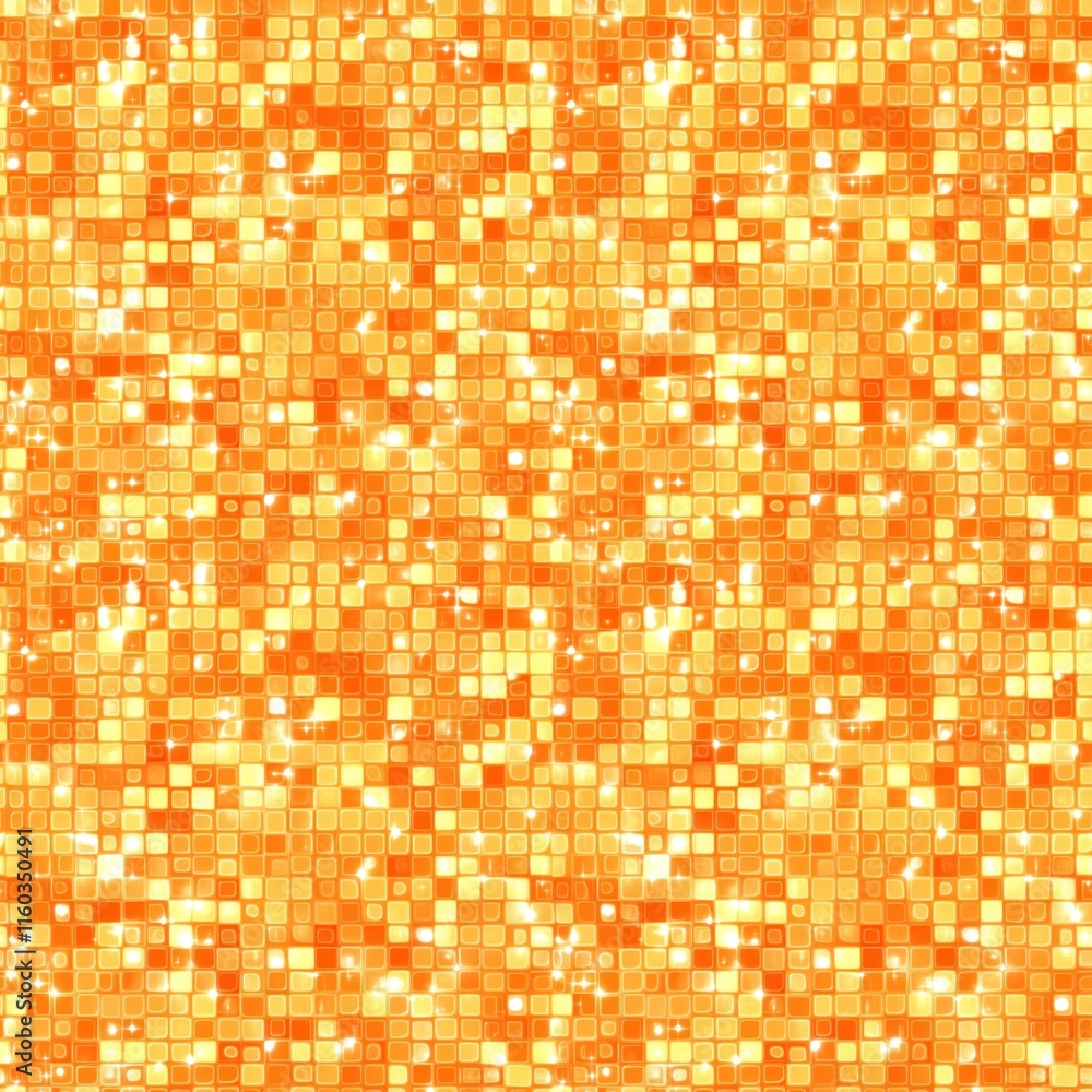 Poster orange mosaic pattern: abstract seamless pattern with an orange mosaic design. the pattern is perfec