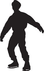 silhouette of a figure skater performing. someone who is trying out ice skating. young Korean man skating