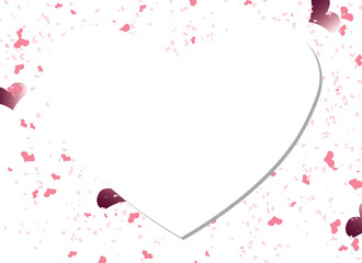 Red, pink and white hearts with envelope isolated on transparent background with Copy Text Space. Vector illustration decorations for Valentine's day design