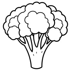 Minimalist Broccoli Outline Vector Illustration