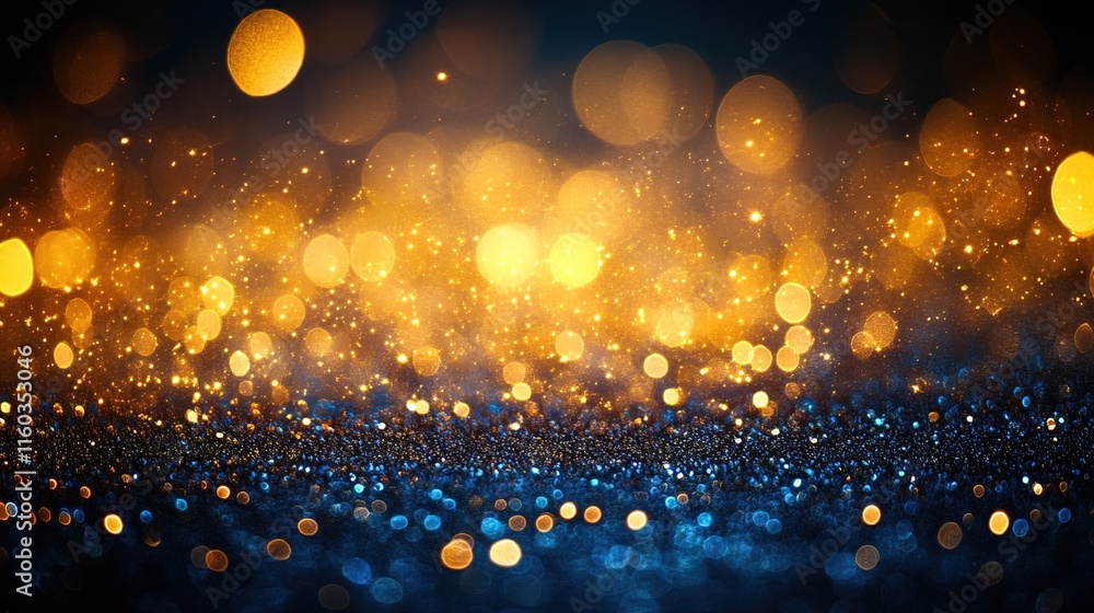 Poster abstract glowing yellow bokeh background with shimmering texture