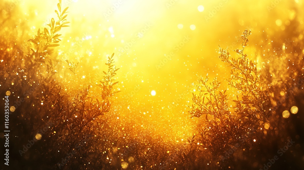 Aufkleber abstract glowing yellow bokeh background with shimmering texture