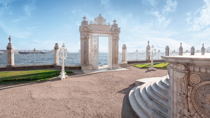 The beautiful exterior of Dolmabahce Palace in Istanbul, Turkey