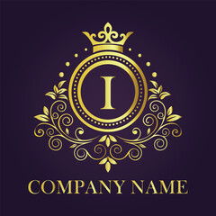 Letter I luxury gold logo concept