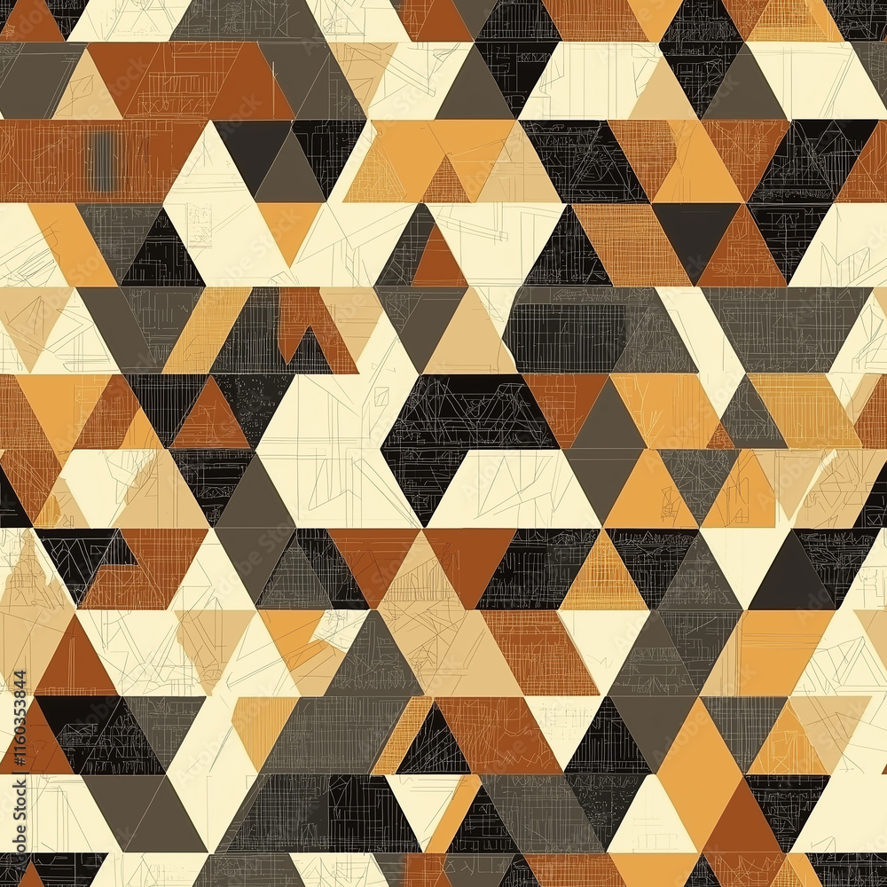 Poster abstract pattern featuring textured triangles in warm earth tones, creating a visually dynamic desig