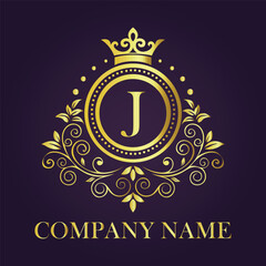 Letter J luxury gold logo concept