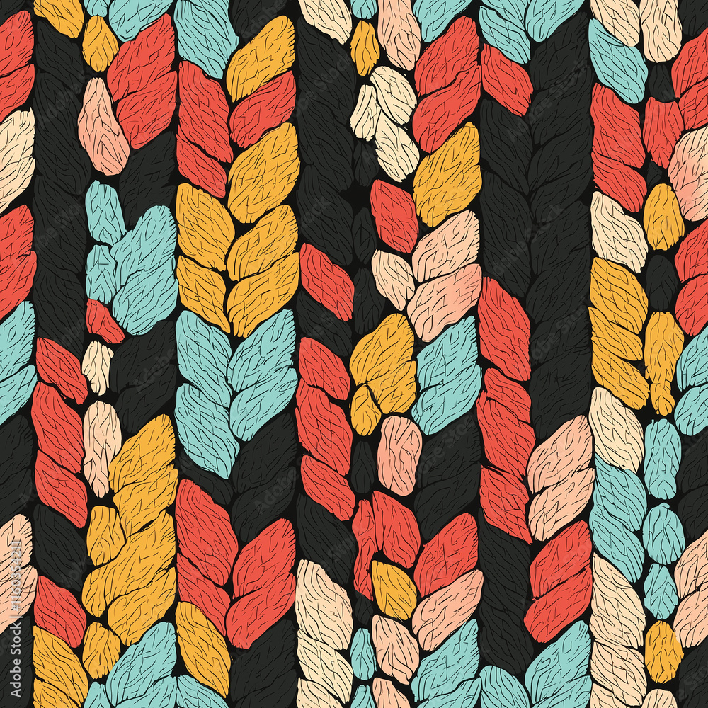 Poster colorful leaf patterns on a dark background create a vibrant and textured design suitable for variou