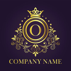 Letter O luxury gold logo concept