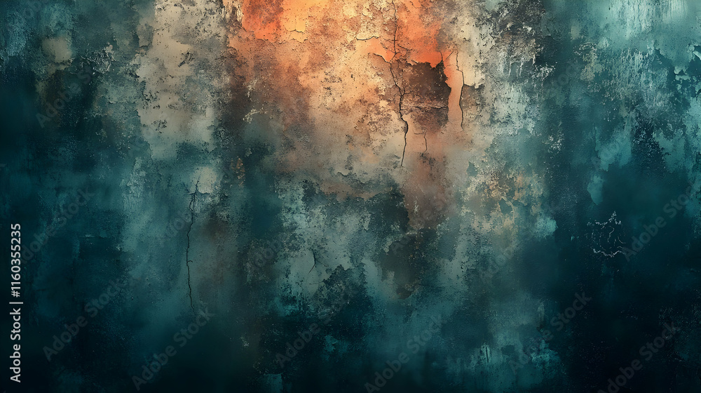 Poster abstract textured background with warm and cool tones blending together.