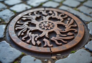 Manhole cover with artistic decoration
